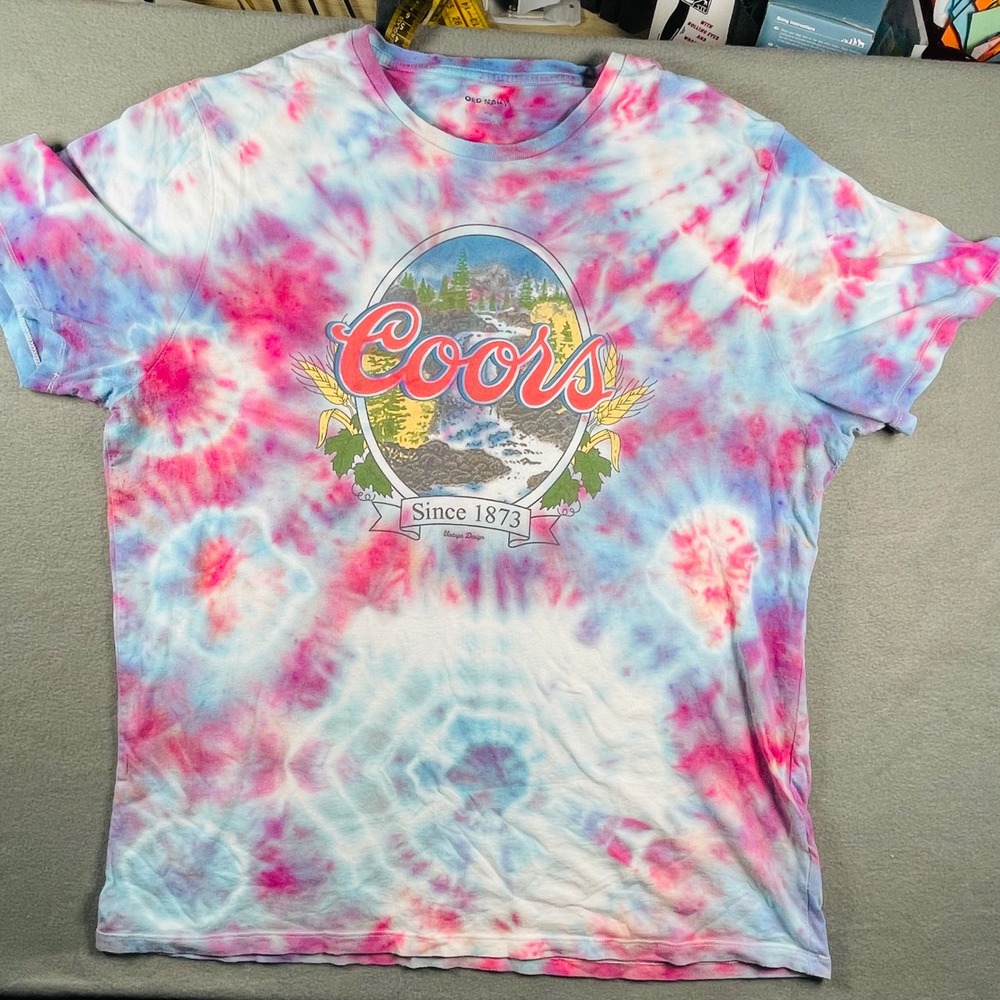 Old Navy Coors Tie Dye Graphic T-Shirt Men's XL 2022 Beer Logo Collab‎ Tee